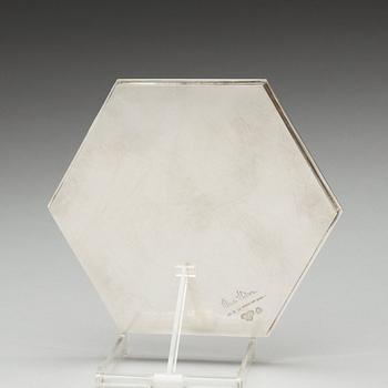 A Wiwen Nilsson hexagonal sterling coaster, Lund 1962.