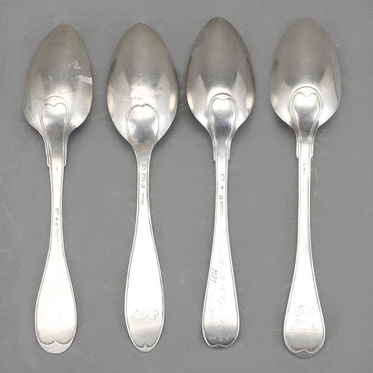 MATSKEDAR, 4 st, silver, bland annat Stephan Westerstråhle, Stockholm 1809. 1800-tal. Vikt ca 435 gram.