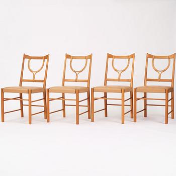 Josef Frank, a set of four cherry wood chairs, Svenskt Tenn, Sweden 1950s-1960s, model 2238.