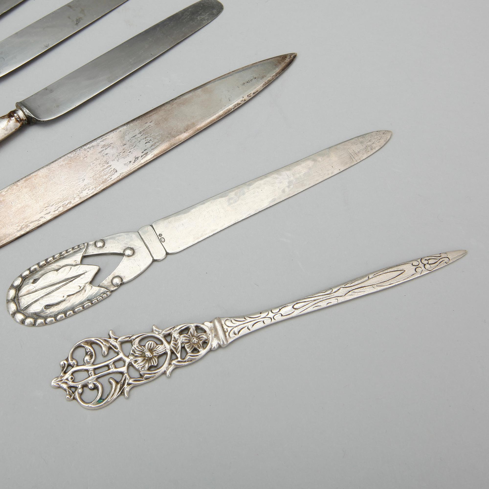 PARTI SILVER, bl.a Gösta Helenius, Åbo, 1938, vikt exklusive delar innehållandes metall ca 323 gram.