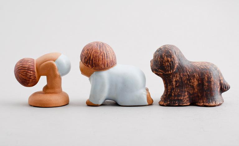 FIGURER, 3 st, stengods, Lisa Larson, Gustavsberg.