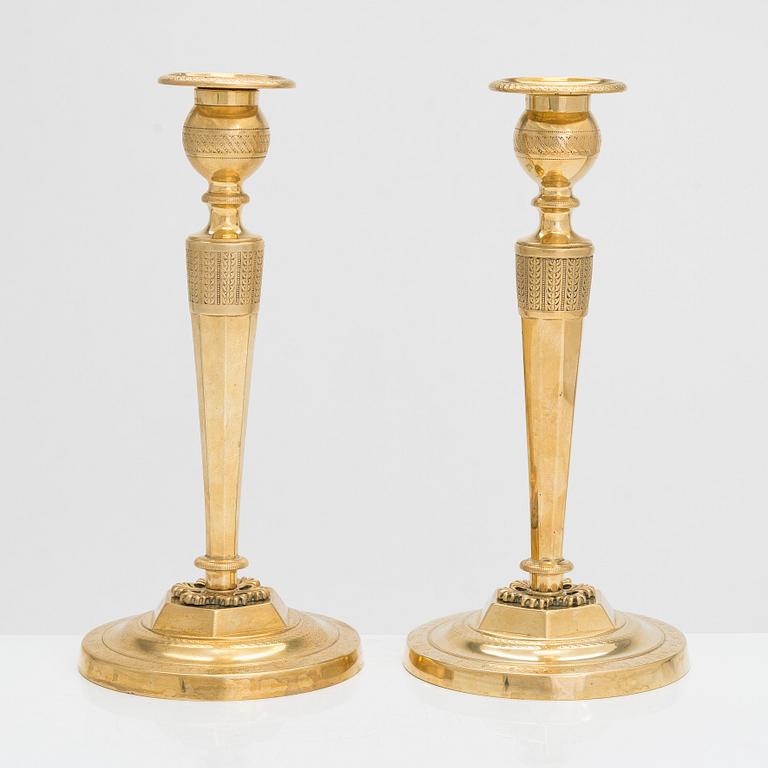A pair of candlesticks, Directoire, France, turn of the 18th century.