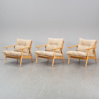 Three 'Esbjerg' birch easy chairs, Ikea.