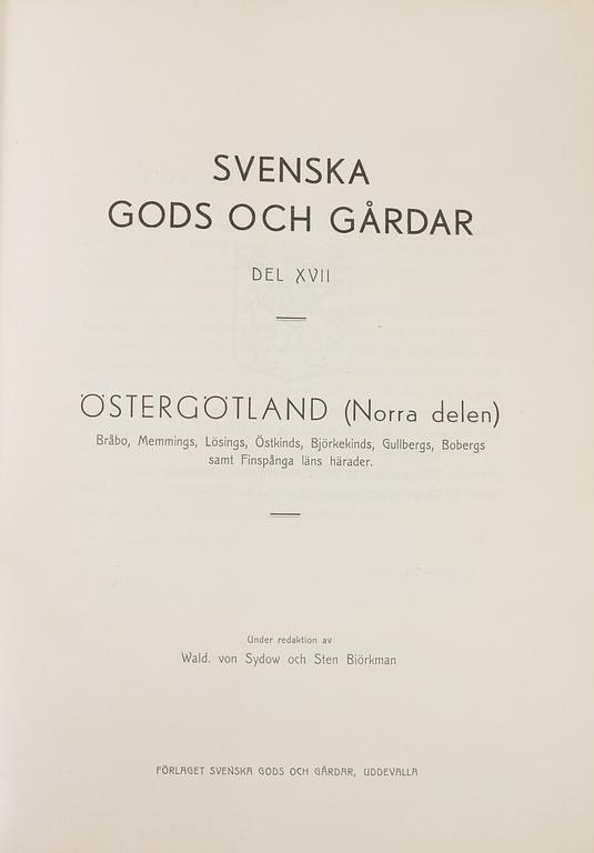 BÖCKER, Svenska Gods och gårdar, Östergötland, 1940, 3 volymer.