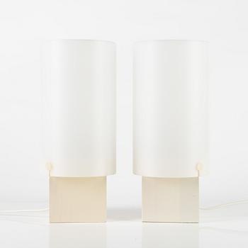 Uno & Östen Kristiansson, a pair of pine and acrylic table lights, Luxus, Vittsjö.