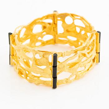 Björn Weckström, bracelet, "Offereld", 18K gold with tourmaline sticks, Lapponia 1972.
