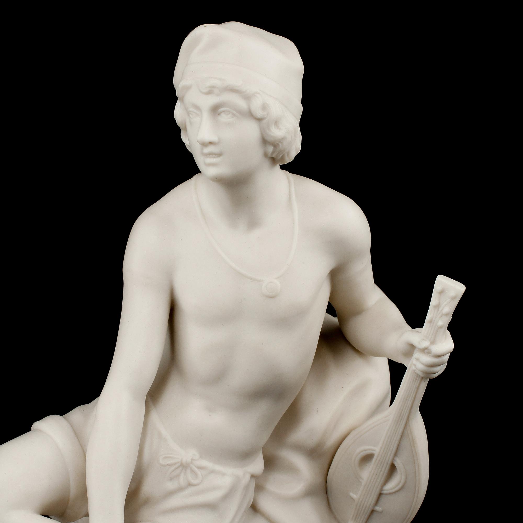 FIGURINER, 2 st, parian, Gustafsberg, 1900-talets första del.