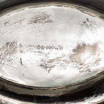 A German silver coffee service, mark of Wilhelm T Binder, Schwäbisch Gmünd, first half of the 20th century (3 pieces).