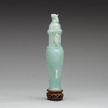 A Chinese archaistic nephrite vase with cover, 20th Century.