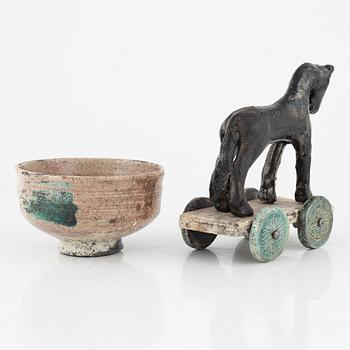 Kerstin Danielsson, a figurine and a bowl, own workshop, Örby.