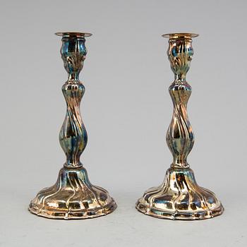 A pair of candlesticks, Swedish importmarks, mid 20th century.