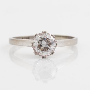 Ring, 18K white gold, with brilliant-cut diamond 1.04 ct.