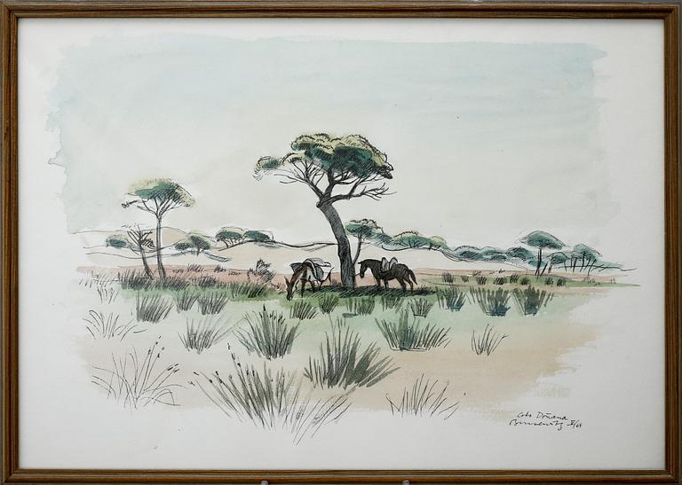 GUNNAR BRUSEWITZ, akvarell. Signerad och daterad 64.