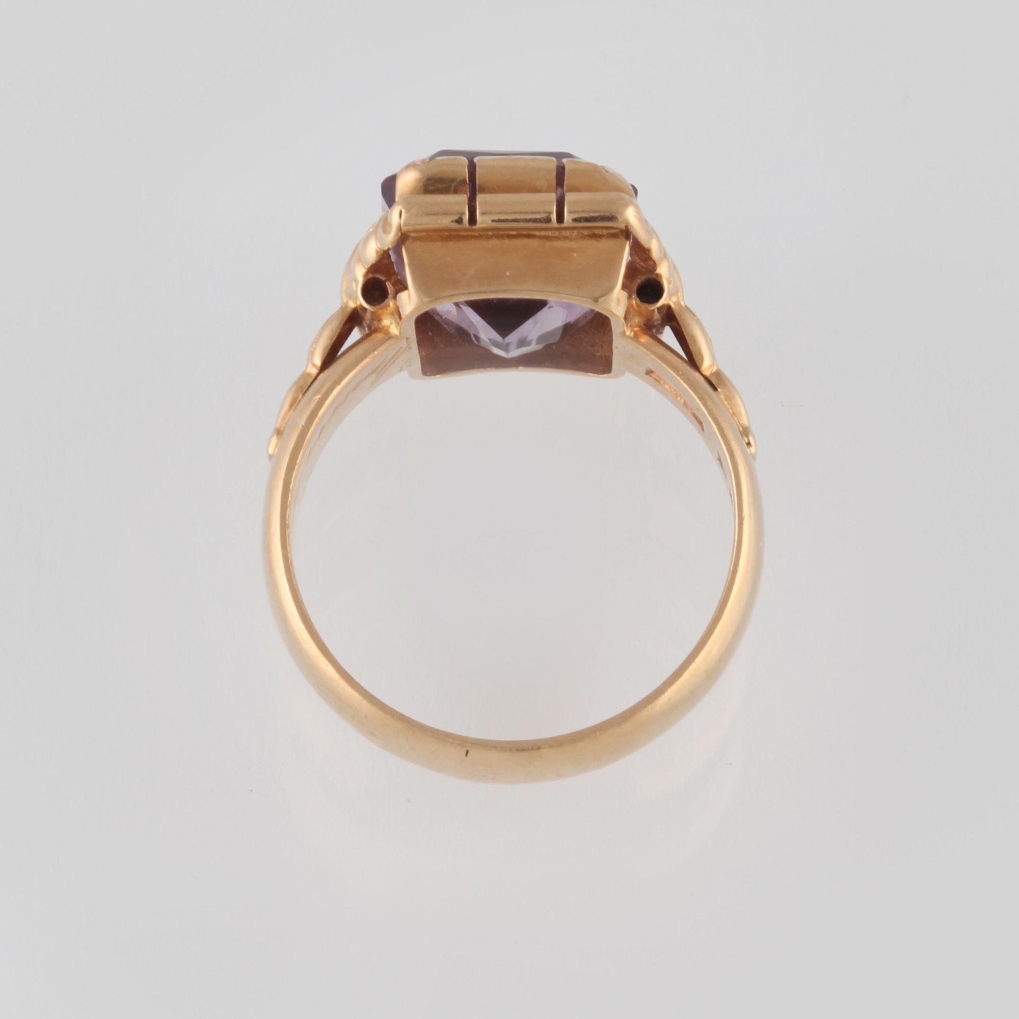 RING, 20K guld med fasettslipad ametist, Göteborg, 1893. Vikt 6,8 gram.