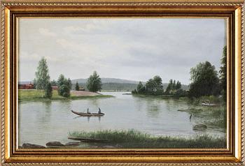 OKÄND KONSTNÄR, olja på duk, ett par. Sign JS Riddersporre 1906.