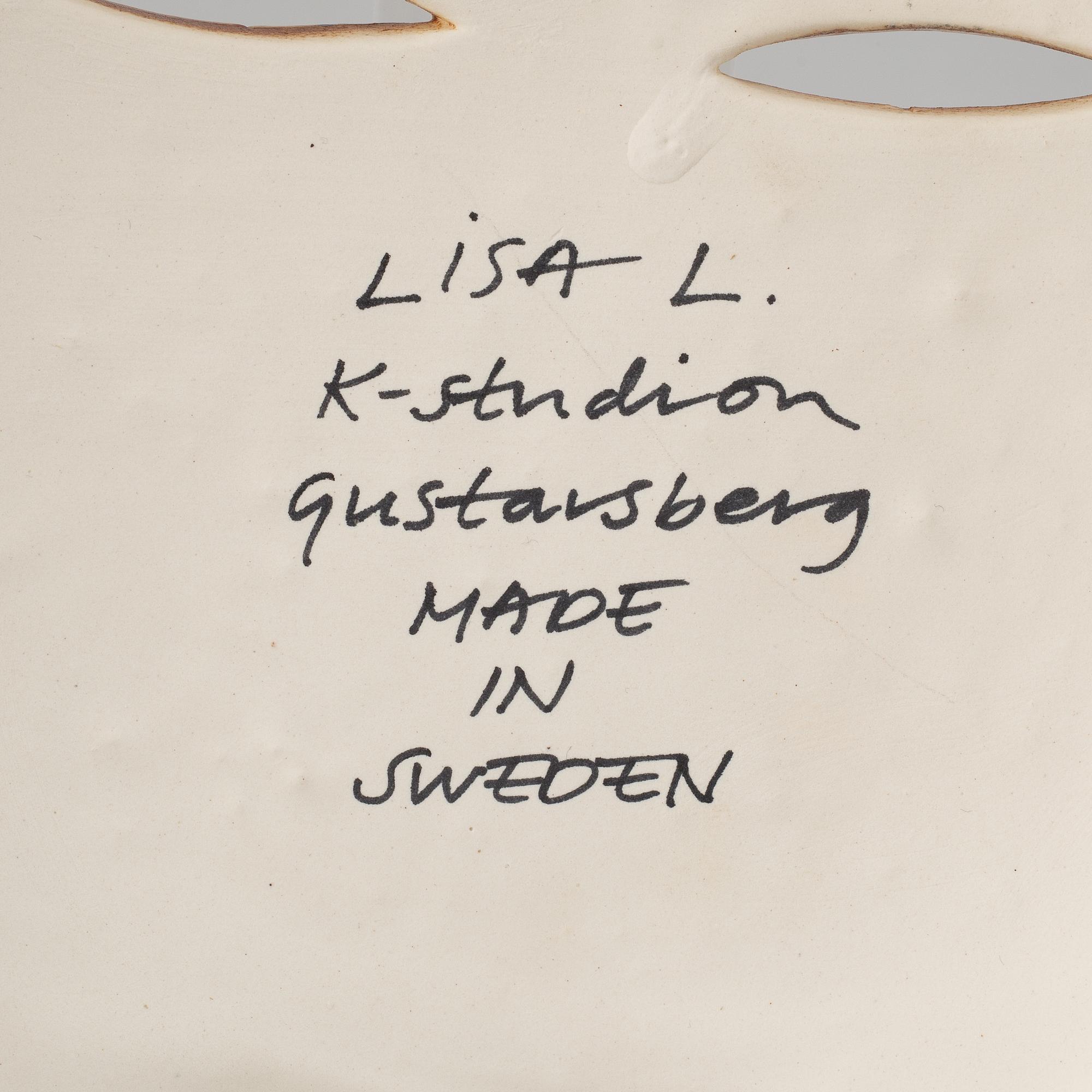A Lisa Larson stoneware sculpture of a mask, K-studion, Gustavsberg.