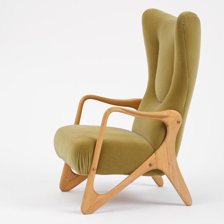 Jens Malling Pedersen, a rare "Pelican" high back easy chair, Dantos, Vejle, Denmark, 1950s.