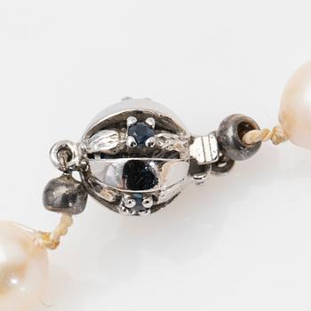 Pearl bracelet, clasp in silver with stones.