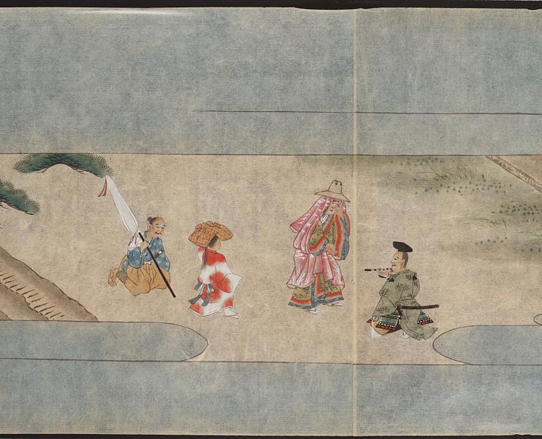 Målningar på rispapper, fyra stycken, Japan, 1800-tal.