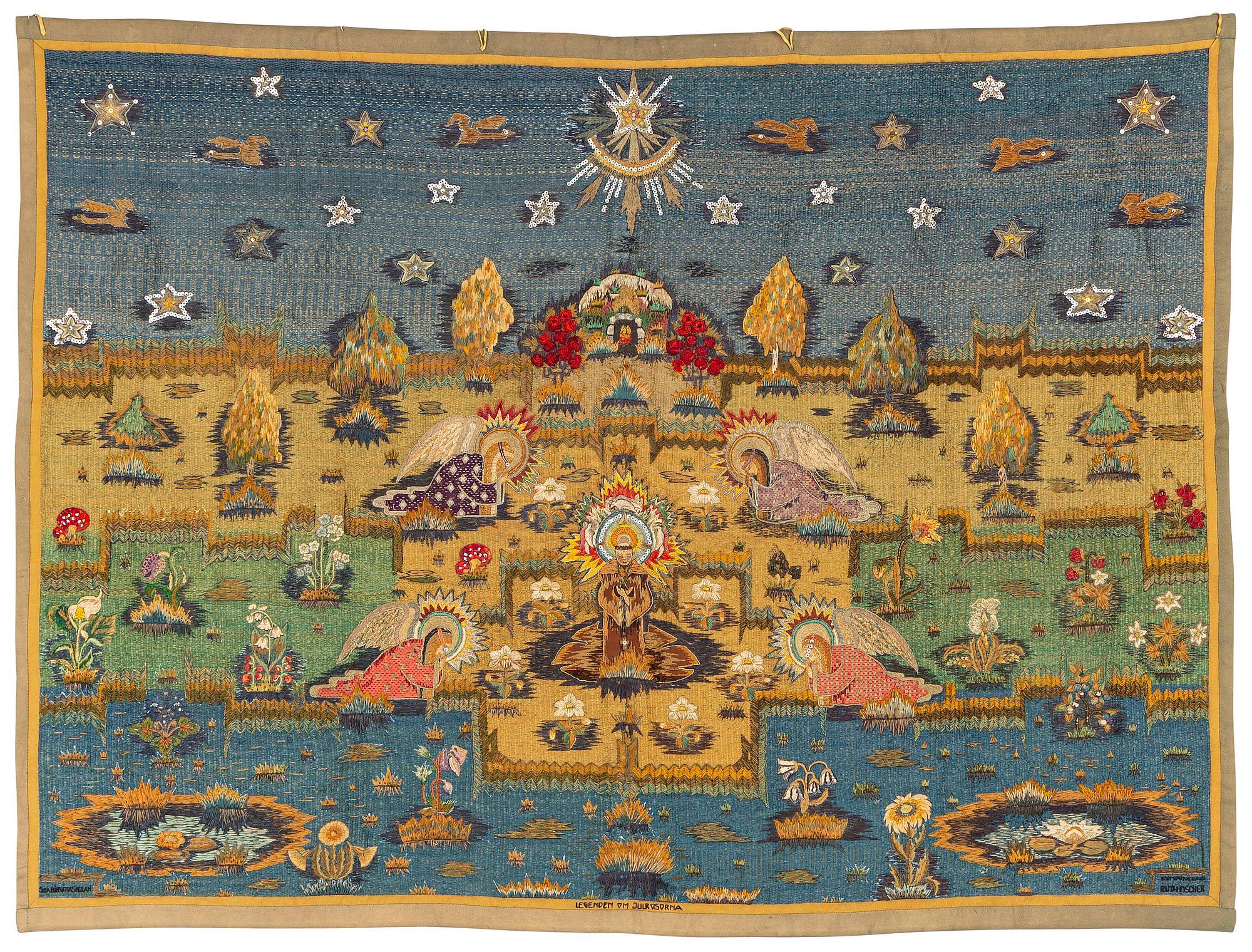 Ruth Fischer, a tapestry, "The Legend of the Christmas Roses", 147 x 199, Saint Birgitta School, Stockholm.