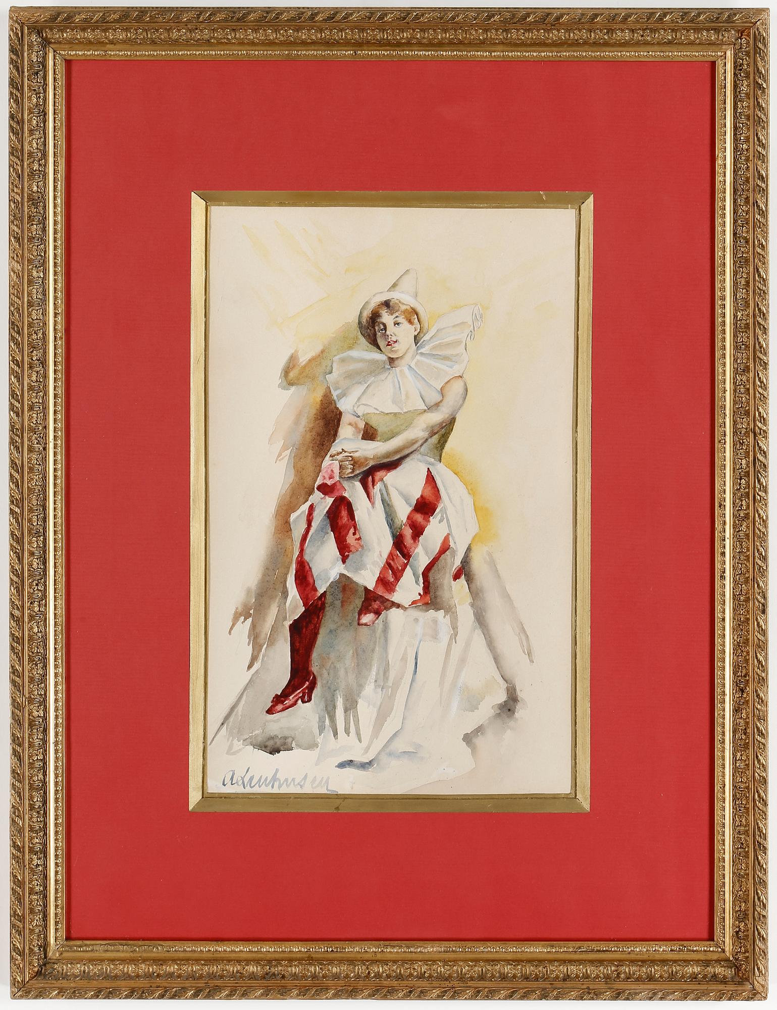 ADELAIDE LEUHUSEN, akvarell, signerad.