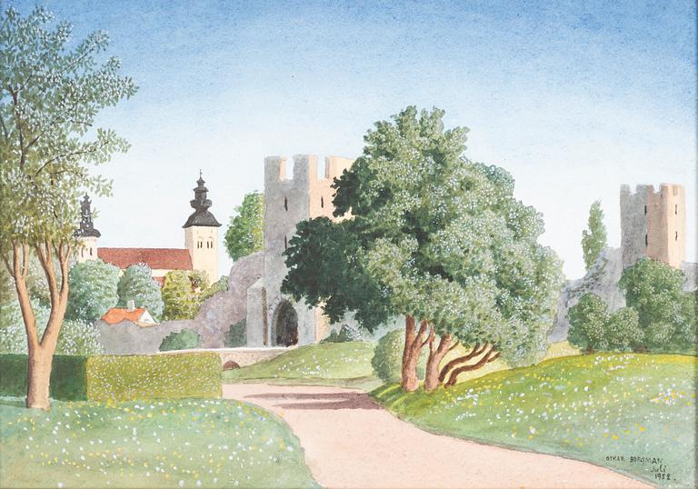 Oskar Bergman, View of Saint Göran's Gate and Visby Cathedral from the North.