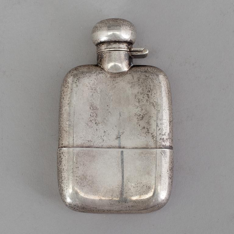 A English silver hip flask from Walker & Hall, Sheffield, England, early 20th century.