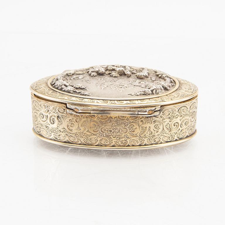 Léon Baujois (troligen) dosa förgyllt silver Paris sent 1800-tal.