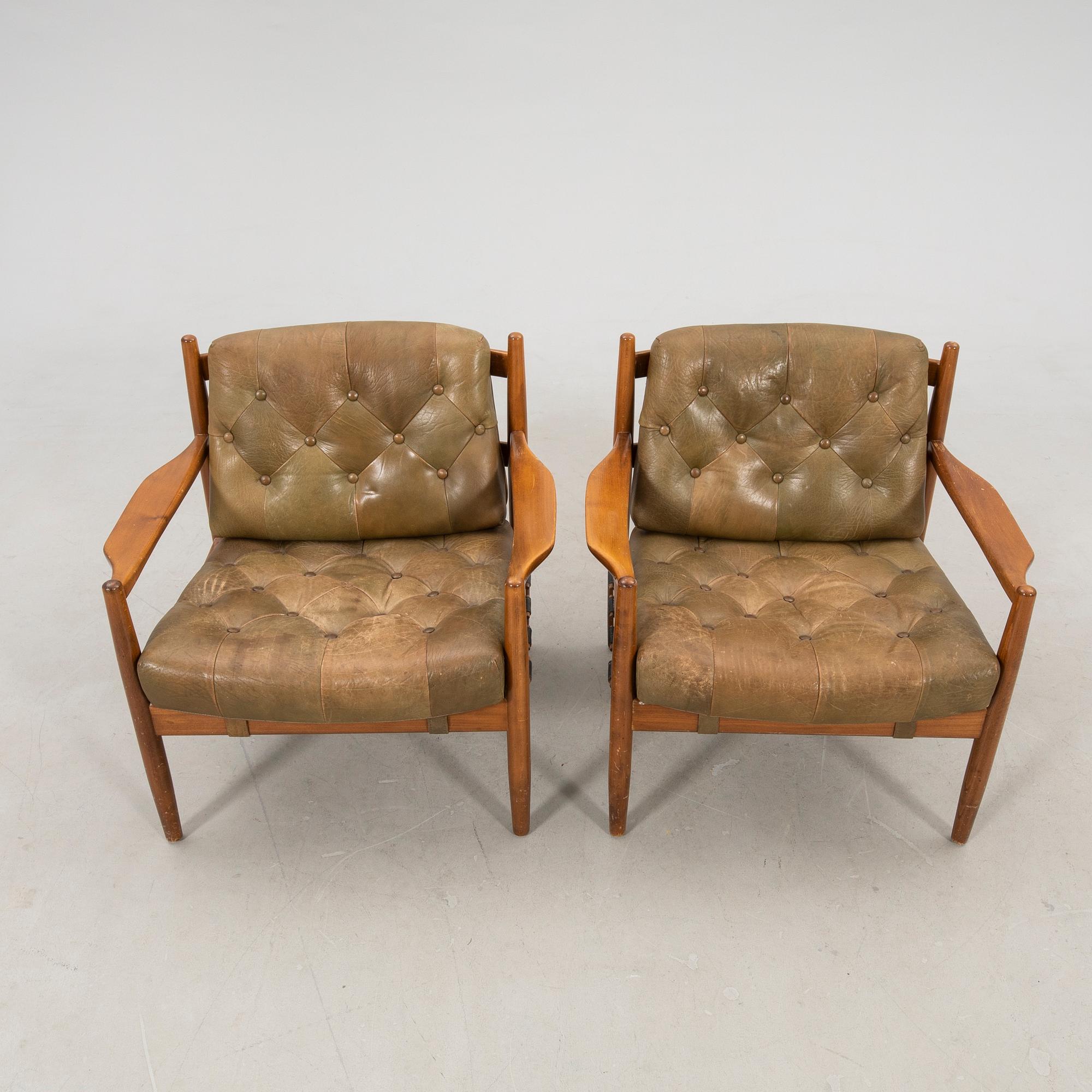 Ingemar Thillmark armchairs, a pair "Läckö" OPE furniture 1960s/70s.