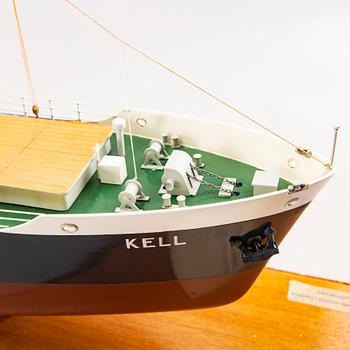 A ship model, M/S Kell, launched 1948.