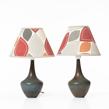 Gunnar Nylund, bordslampor, ett par, stengods, Rörstrand.