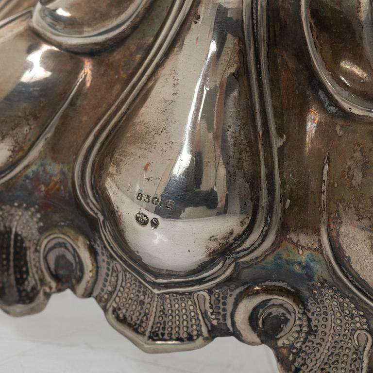 Four Baroque style silver candlesticks, 20th century.