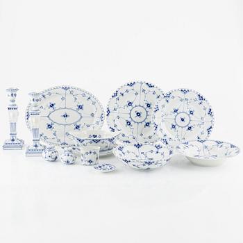 A 43-piece porcelain dinner service, full lace "Musselmalet", Royal Copenhagen, Denmark.