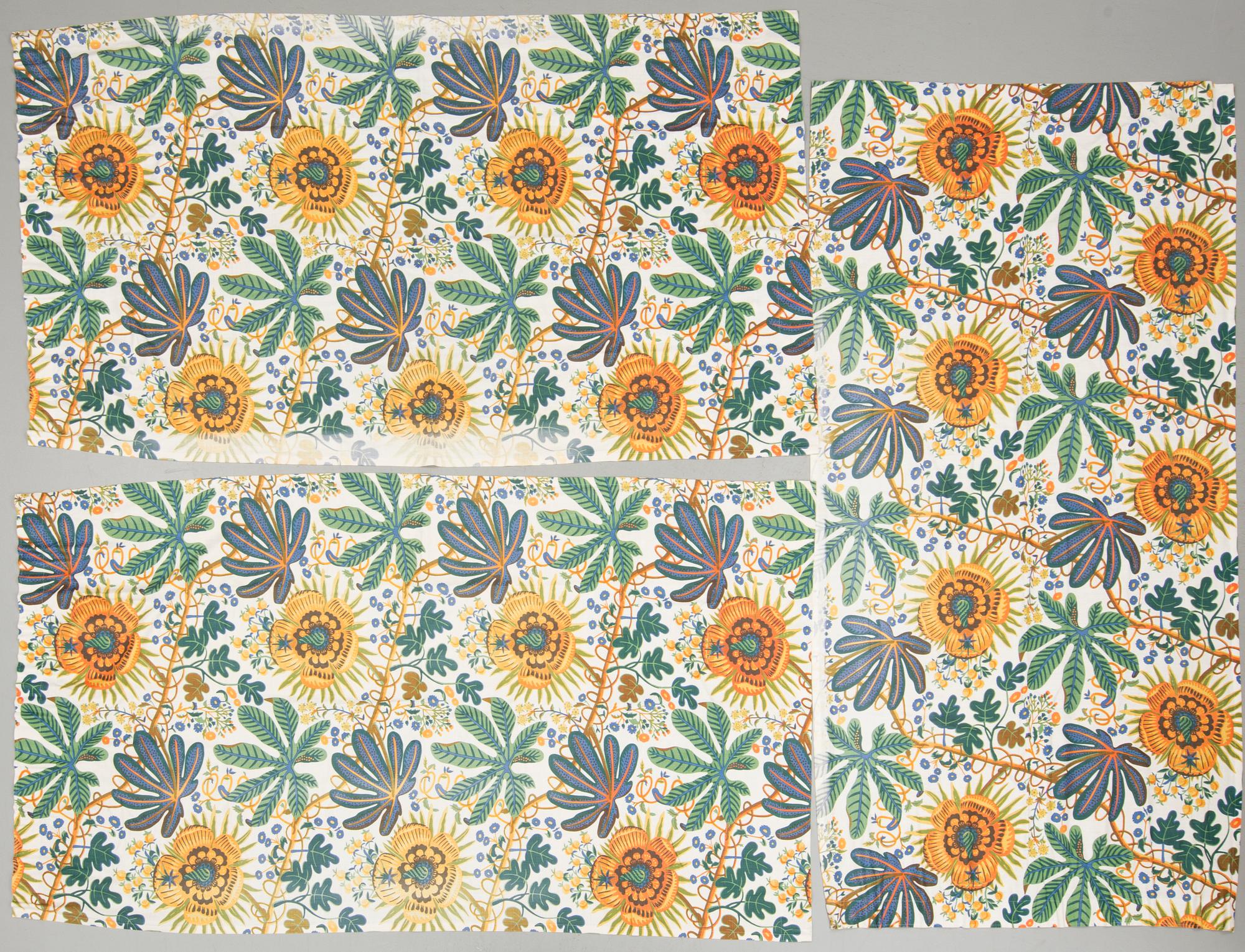 GARDINLÄNGDER, 3 stycken, "Aralia", Josef Frank, Svenskt tenn, formgiven 1928.