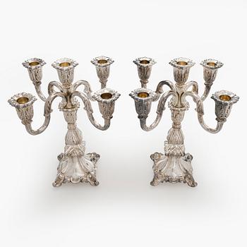 A pair of silver candelabra, Auran Kultaseppä, Turku 1982-83.