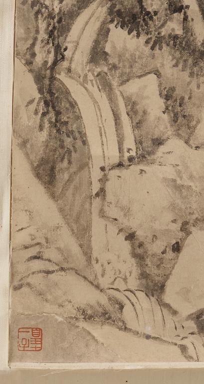 RULLMÅLNING, Bergslandskap, kopia efter Wu Li (1632-1718), sen Qingdynastin (1644-1912).