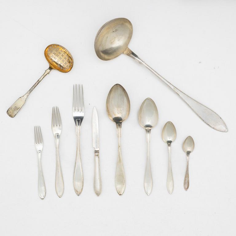 A 110 piece silver cutlery service, "Svensk spets", mostly CG Hallberg, first half of the 20th Century.
