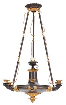 745. A late Empire first half 19th century six-light hanging-lamp.