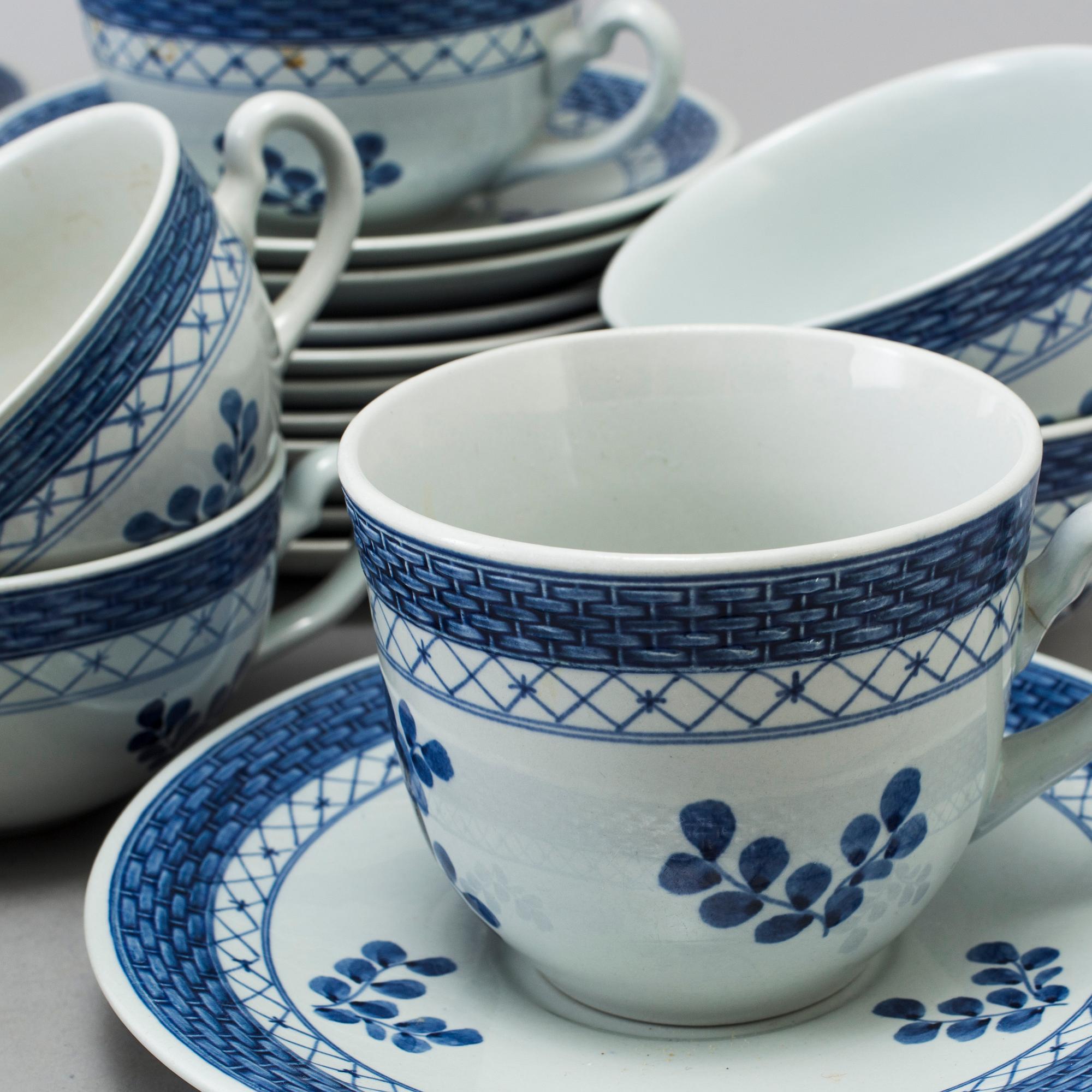 KAFFESERVIS, 10 delar, porslin, "Tranquebar", Aluminia och Royal Copenhagen.