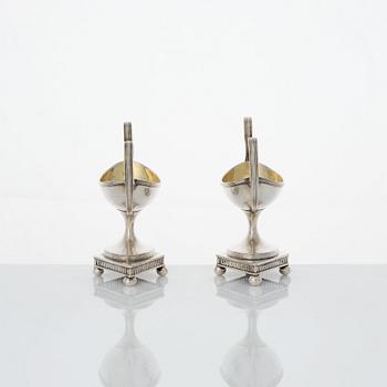 A pair of Swedish late Gustavian parcel-gilt silver salt-cellers, mark of Lars Söderström, Umeå (1815-1833).