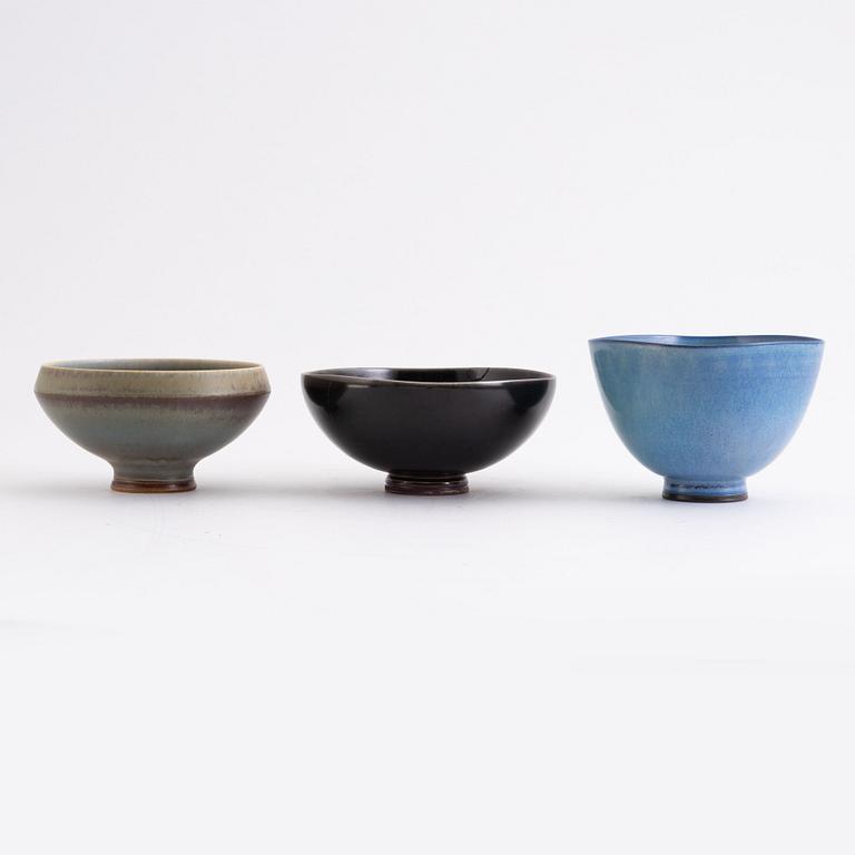 Berndt Friberg, three stoneware bowls, Gustavsberg Studio.