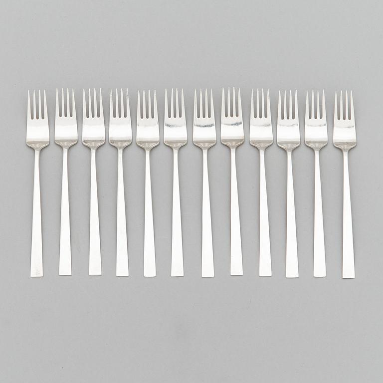 Bertel Gardberg, A 96-piece set of "Birgitta" silver cutlery, marked BG, Hopeatehdas oy, Helsinki 1956-64.