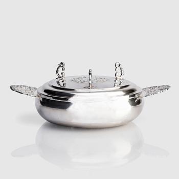 A Swedish sterling silver dish with cover, copy 1952 by S.A.Ackland after Wolter Siewers.