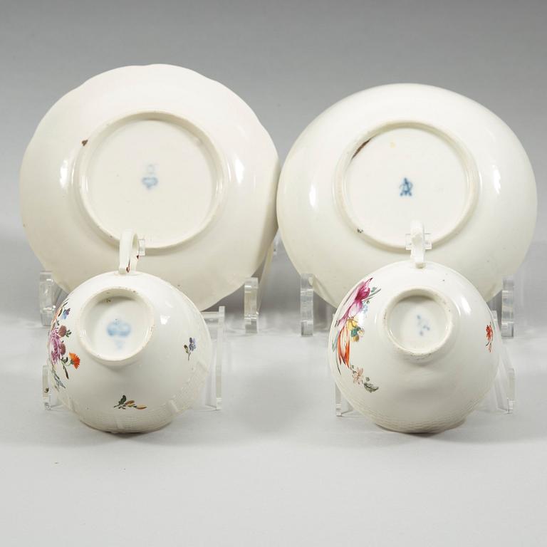 A group of 18th Century cups and saucers.