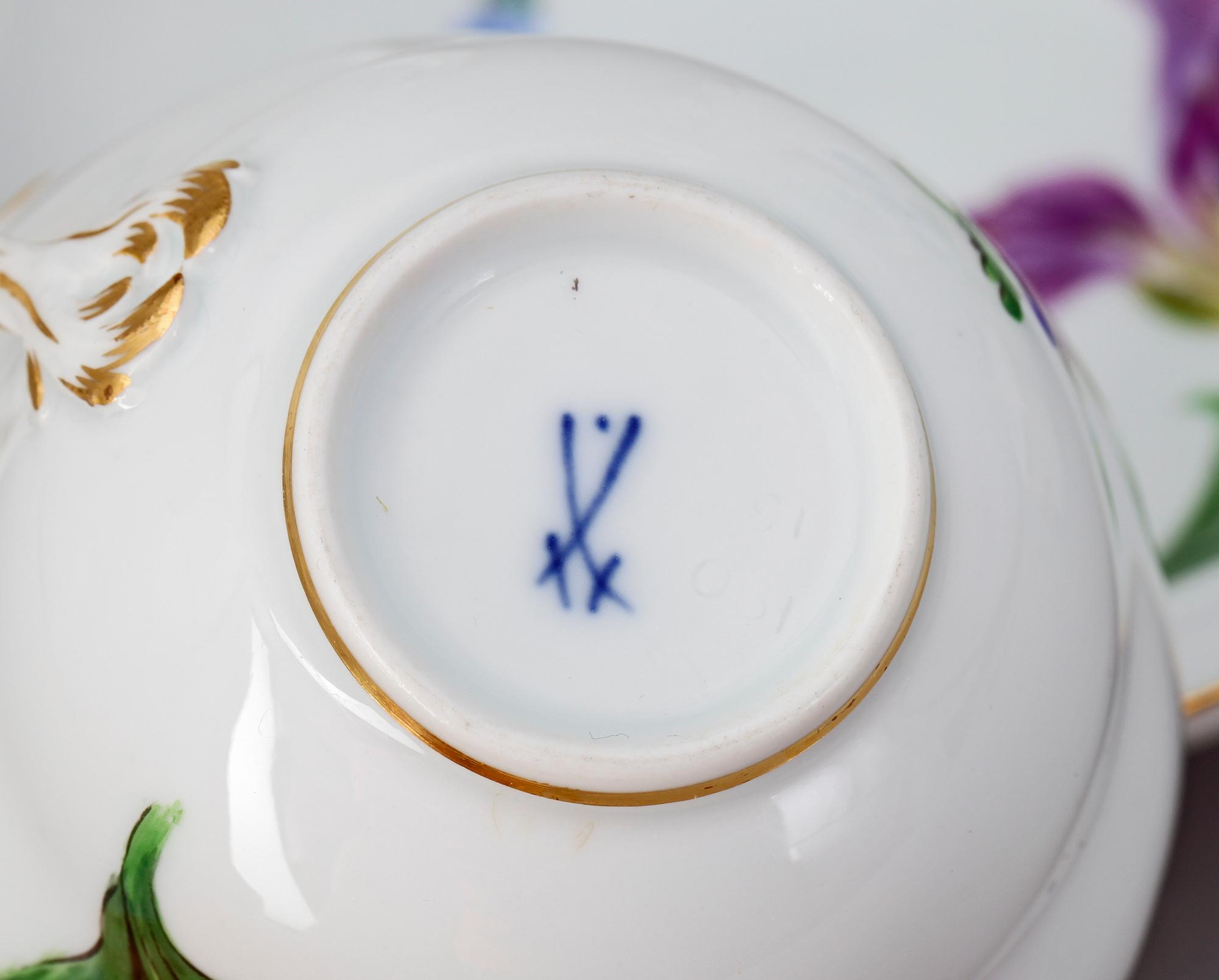 KAFFESERVIS, 27 delar, porslin, Meissen/hausmalerei, 1900-tal.