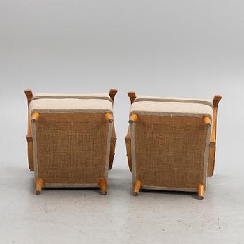 A pair of Swedish Modern armchairs, 1940's.