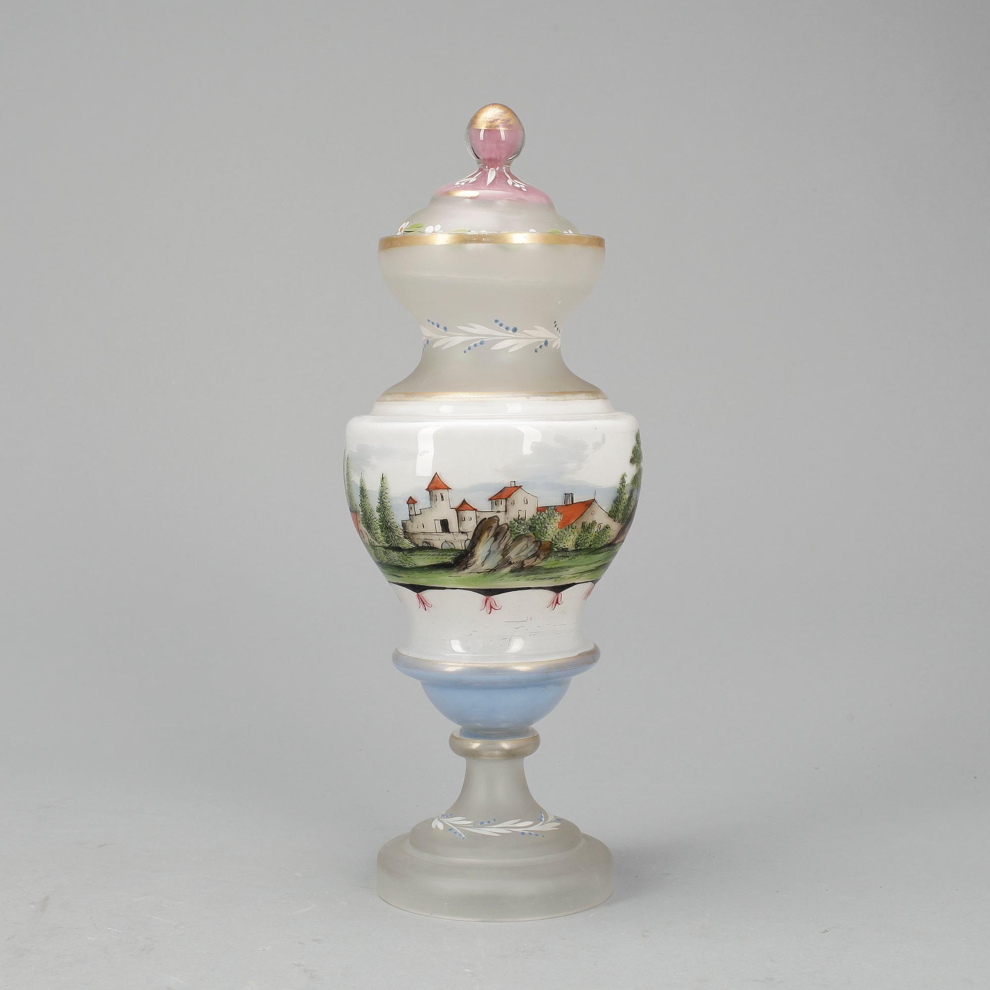 BÄGARE MED LOCK, glas. 1800/1900-tal.