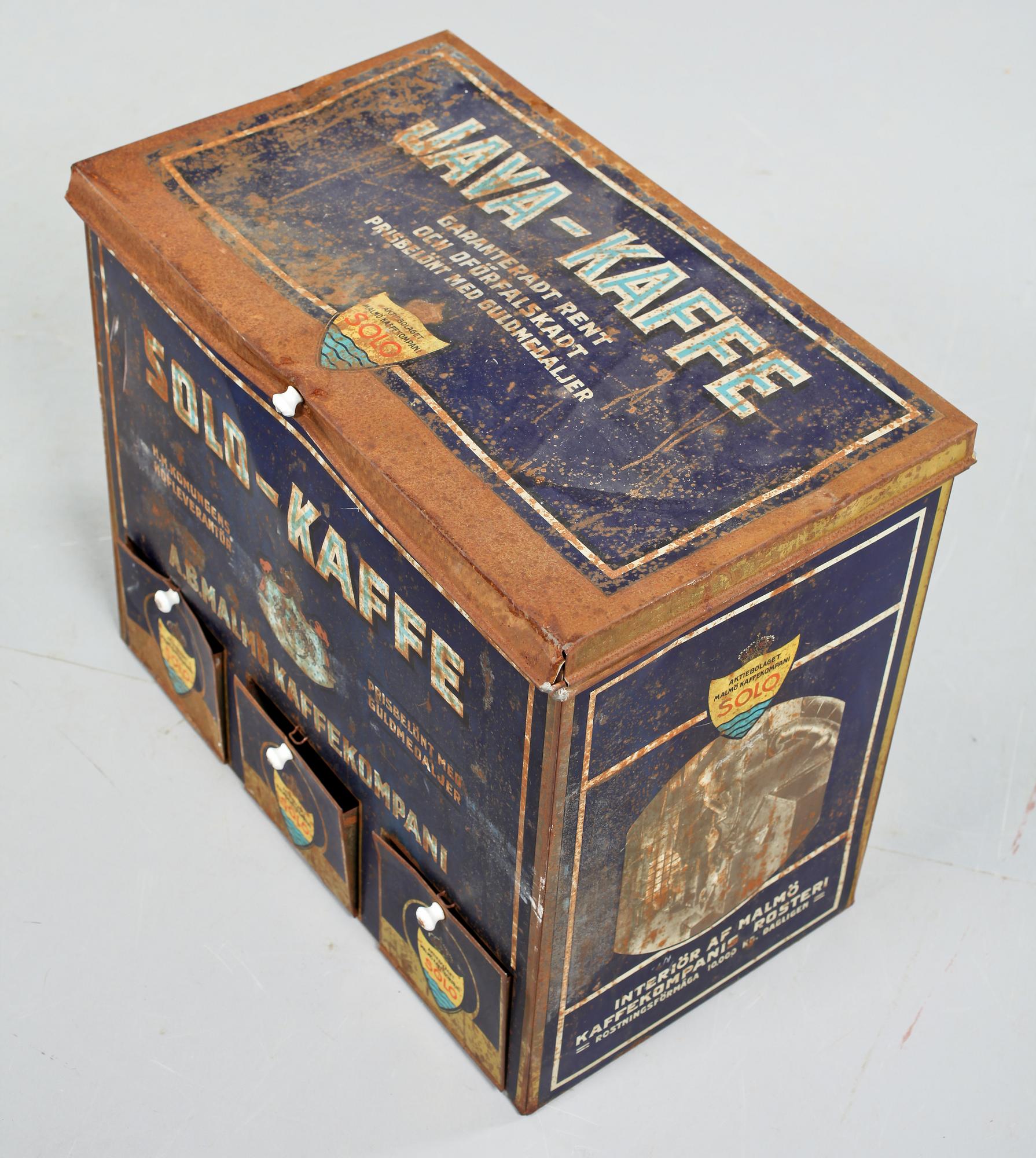 KAFFEBURK, plåt, A.B Malmö Kaffekompani, 1900-talets första hälft.