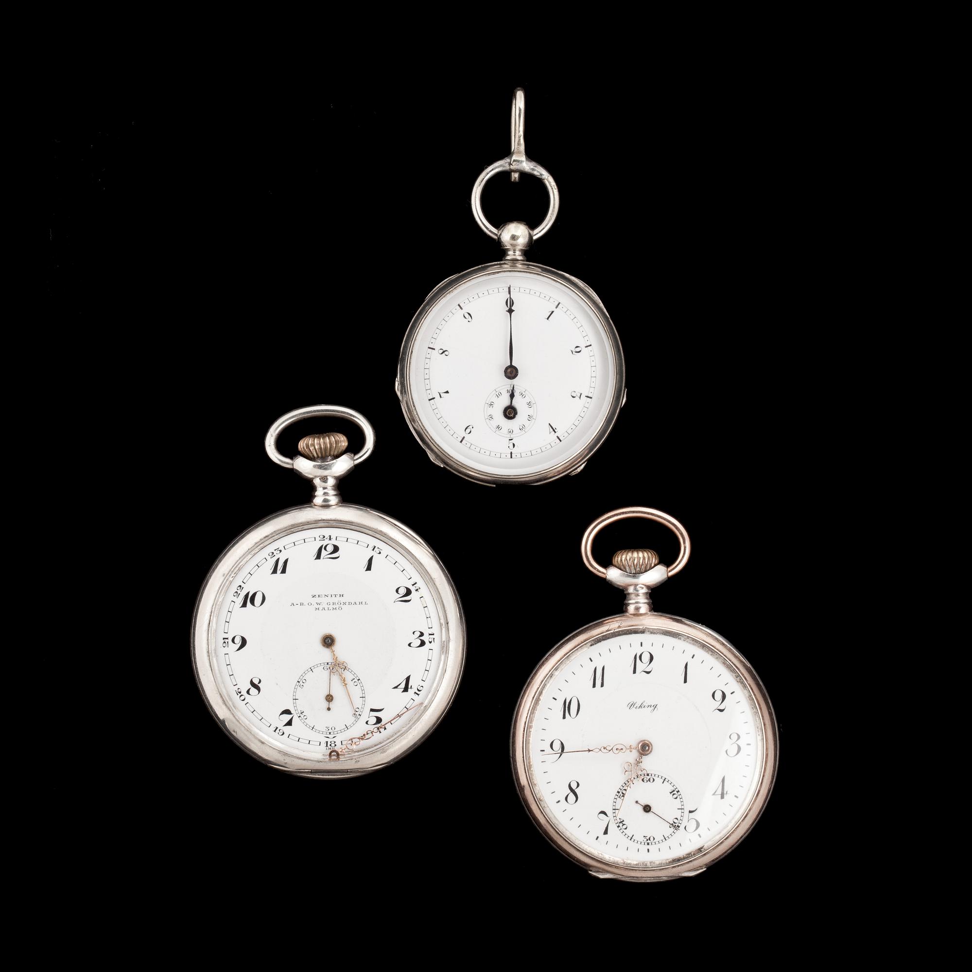 FICKUR 3 st Viking Zenith samt pedometer. 1800 talets slut 1900 tal. Bukowskis