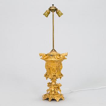 A late 19th-century gilt bronze lamp base.